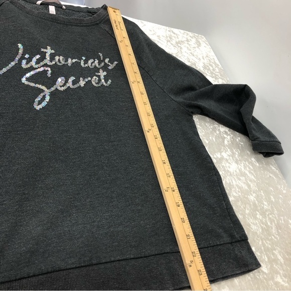 Victoria’s Secret charcoal sweater small sequins distressed - Picture 9 of 12